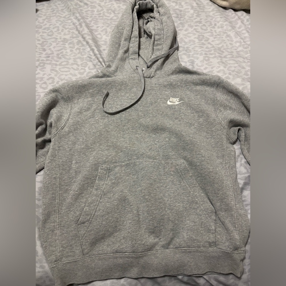 Nike Heather Gray Pullover Hoodie with White Logo